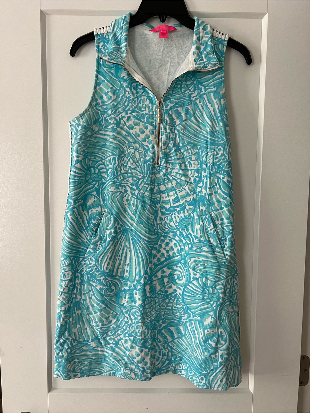 Lilly Pulitzer Skipper Succulent Blue Sea Cups French Terry Sleeveless Dress